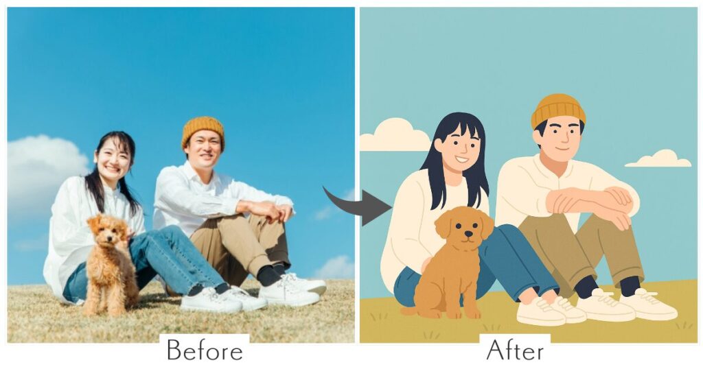 フラットデザイン風のビフォアフター